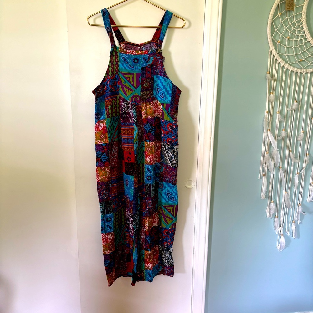 Patchwork Multicolor Strappy Jumpsuit